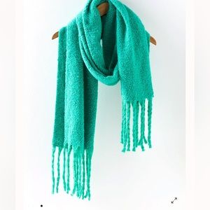Green free people Shetland recycled blend wool scarf new season